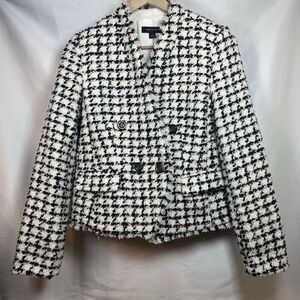 Ann Taylor fringe tweed double breasted jacket womens size 4 business formal NEW